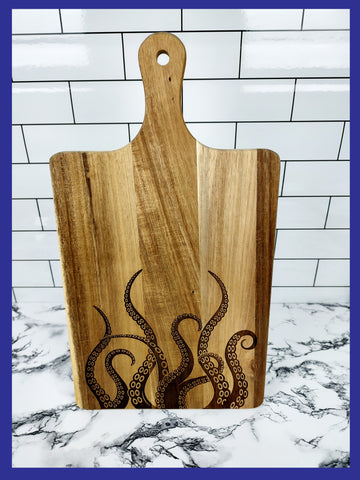 Octopus Acacia Wood Cutting Board