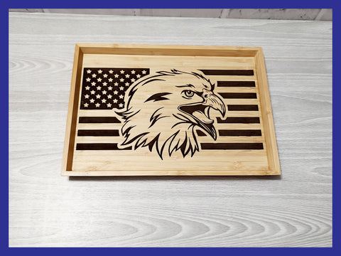 Eagle Head American Flag Valet Tray