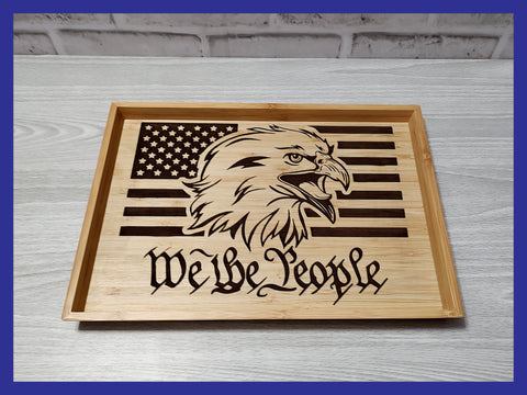 We The People American Flag with Eagle Head Valet Tray