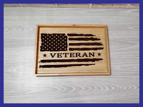 Distressed Veteran American Flag Valet Tray