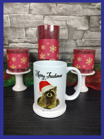 Merry Trashmas Raccoon Mug & Coaster Set