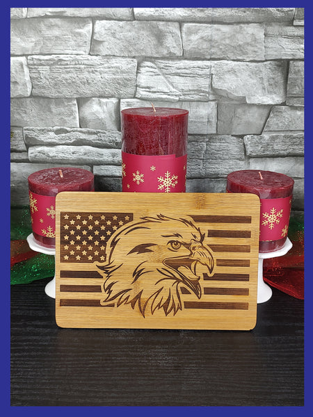 Eagle Head American Flag Bamboo Cutting Board