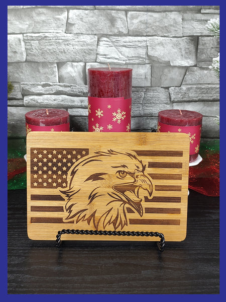 Eagle Head American Flag Bamboo Cutting Board