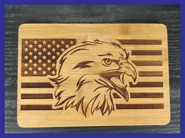 Eagle Head American Flag Bamboo Cutting Board