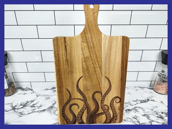 Octopus Acacia Wood Cutting Board