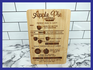 Apple Pie Recipe Bamboo Charcuterie Cutting Board