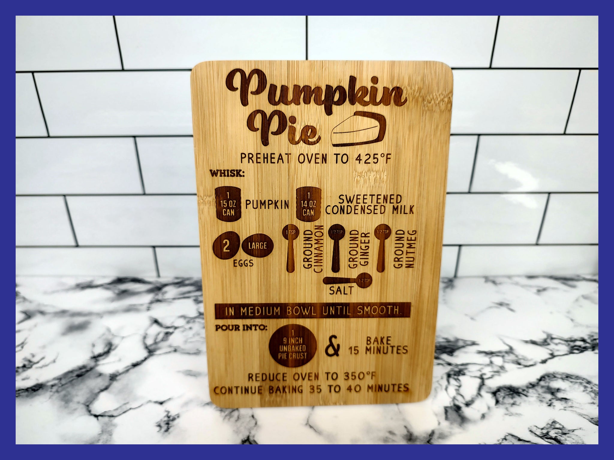 Pumpkin Pie Recipe Bamboo Charcuterie Cutting Board