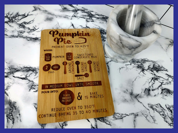 Pumpkin Pie Recipe Bamboo Charcuterie Cutting Board