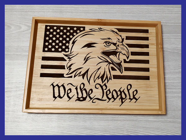 We The People American Flag with Eagle Head Valet Tray