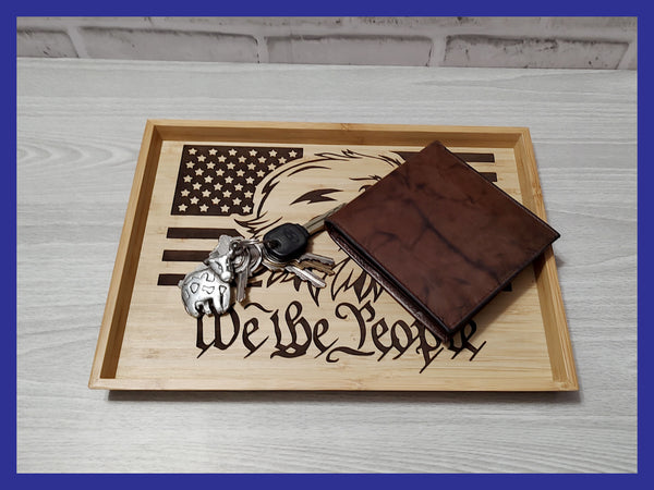 We The People American Flag with Eagle Head Valet Tray