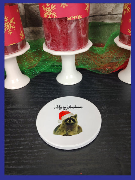 Merry Trashmas Raccoon Mug & Coaster Set