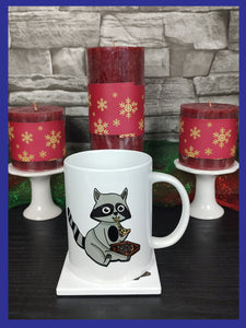 Raccoon Eating Pizza Mug & Coaster set