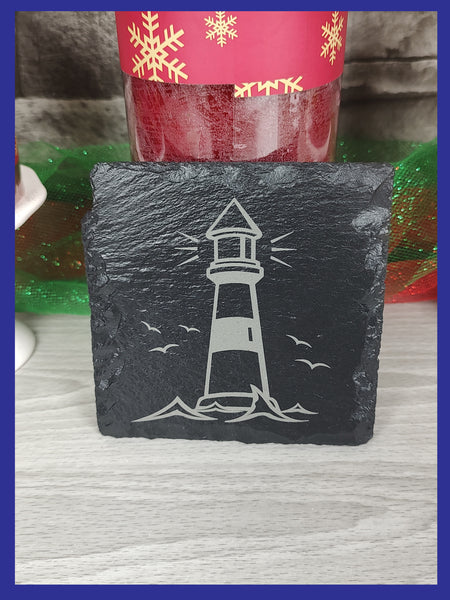 Slate Lighthouse Coaster Set