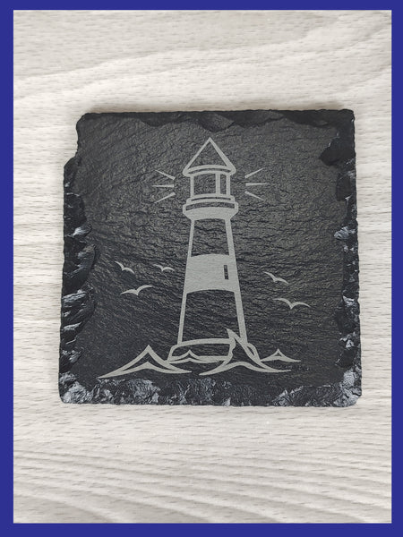 Slate Lighthouse Coaster Set