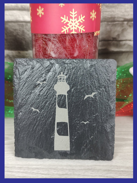 Slate Lighthouse Coaster Set