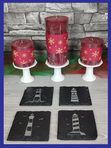 Slate Lighthouse Coaster Set